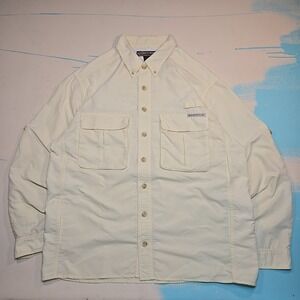 Ex Officio Adventure Shirt Men M Yellow Long Sleeve Mesh Lined Nylon Fishing VTG